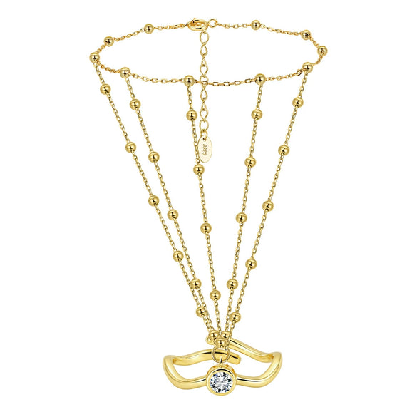 Wholesale Women's Geometric Zircon S925 Silver Chain Bracelet Simple Multilayer Combination Finger Jewelry