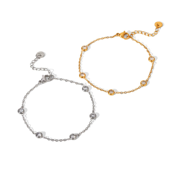 Wholesale Women's Geometric Zircon Stainless Steel Bracelet Fashion Jewelry