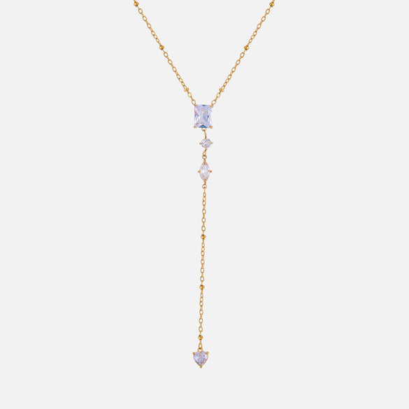 Wholesale Women's Geometric Zircon Stainless Steel 18K Gold Plated Oshaped Pendant Necklace