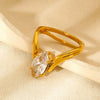 Wholesale Women's Geometric Zircon Stainless Steel 18K Gold Plated Ring