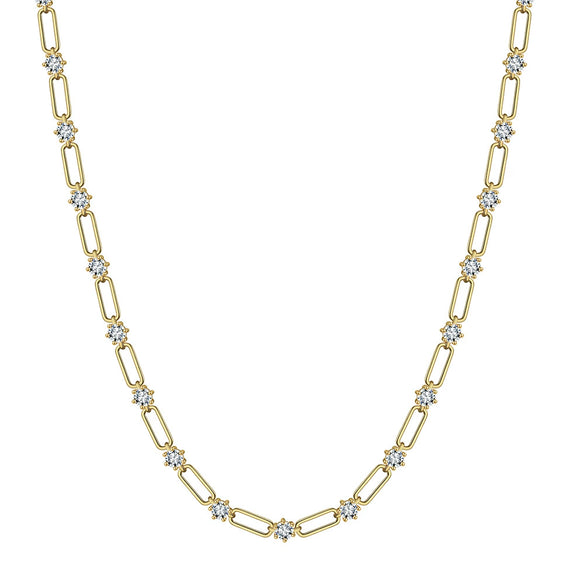 Wholesale Women's Geometric Zircon 925 Sterling Silver Flash O Chain Necklace With Electroplating