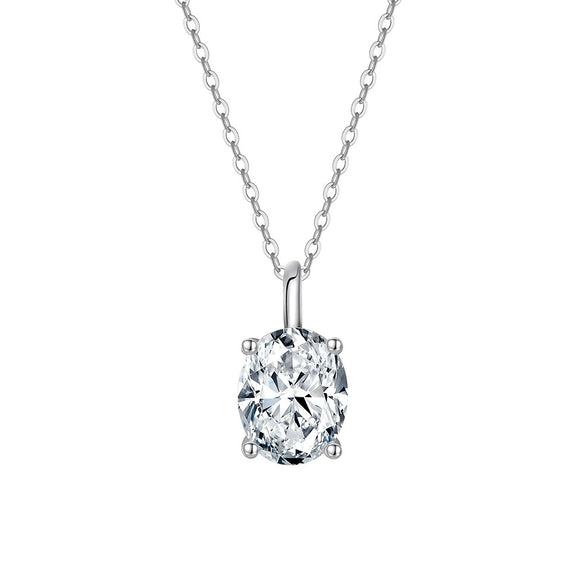 Wholesale Women's Geometric Zircon 925 Sterling Silver Flash O Chain Necklace With Electroplating