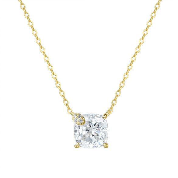 Wholesale Women's Geometric Zircon 925 Sterling Silver Flash O Chain Necklace With Electroplating