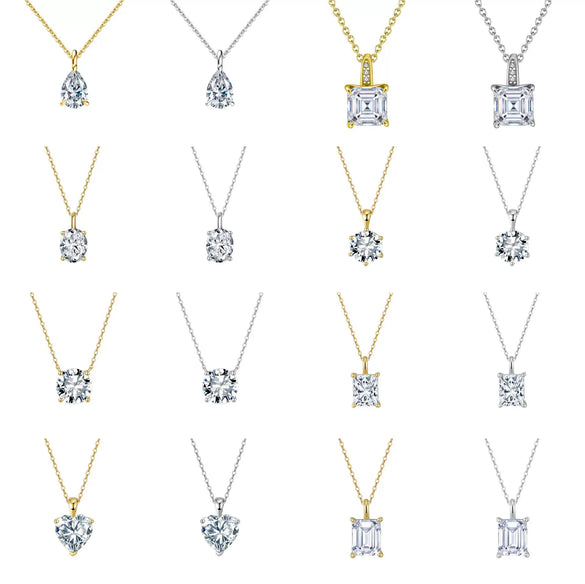 Wholesale Women's Geometric Zircon 925 Sterling Silver Flash O Chain Necklace With Electroplating
