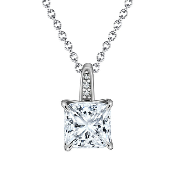 Wholesale Women's Geometric Zircon 925 Sterling Silver Flash O Chain Necklace With Electroplating