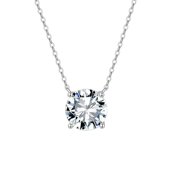 Wholesale Women's Geometric Zircon 925 Sterling Silver Flash O Chain Necklace With Electroplating
