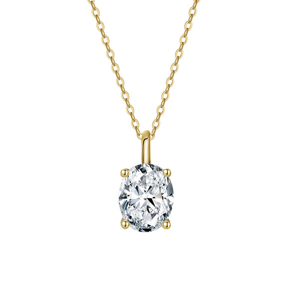 Wholesale Women's Geometric Zircon 925 Sterling Silver Flash O Chain Necklace With Electroplating