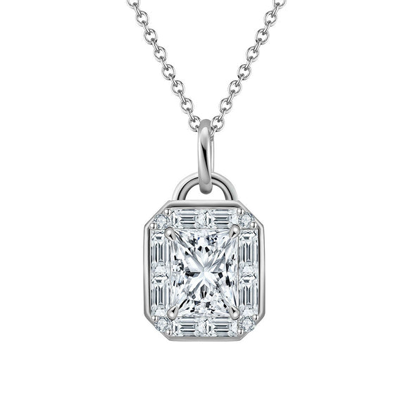 Wholesale Women's Geometric Zircon 925 Sterling Silver Flash O Chain Necklace With Electroplating