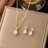 Wholesale Women's Geometric Zircon Water Drop Necklace With Real Gold Plating In The Furnace And String Of Pearls Chain Light Luxury Style
