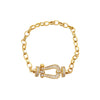 Wholesale Women's Geometric Zirconia Copper Plastic Horseshoe Buckle Chain Bracelet Light Luxury Cool Style
