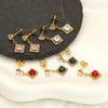 Wholesale Women's Geometric Zirconia Inlaid Titanium Steel Earrings Casual Style