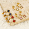Wholesale Women's Geometric Zirconia Inlaid Titanium Steel Earrings Casual Style