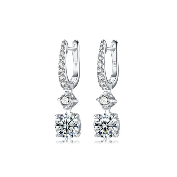 Wholesale Women's Geometric Zirconset 925 Sterling Silver Earrings Light Luxury Style