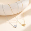 Wholesale Women's Geometric Zirconstudded Heart Pendant Necklace With Electroplated Calendering Chain