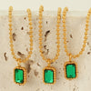 Wholesale Women's Glass And Colored Glaze Geometric Style Gold Plated Ochain Necklace