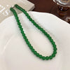 Wholesale Women's Glass Beaded Necklace With Geometric Style And Baking Paint Process And Ball Chain And Ingot Buckle Clasp