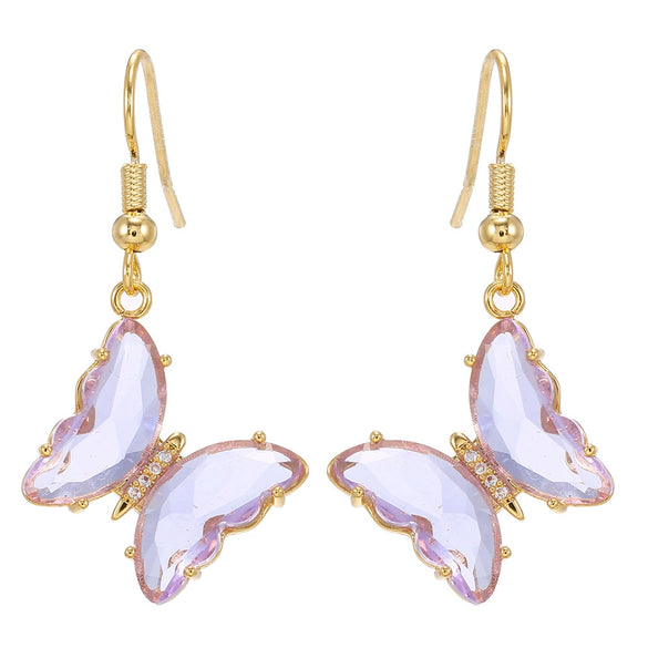 Wholesale Women's Glass Glaze Butterfly Earrings With 925 Silver Needle And Electroplating Treatment