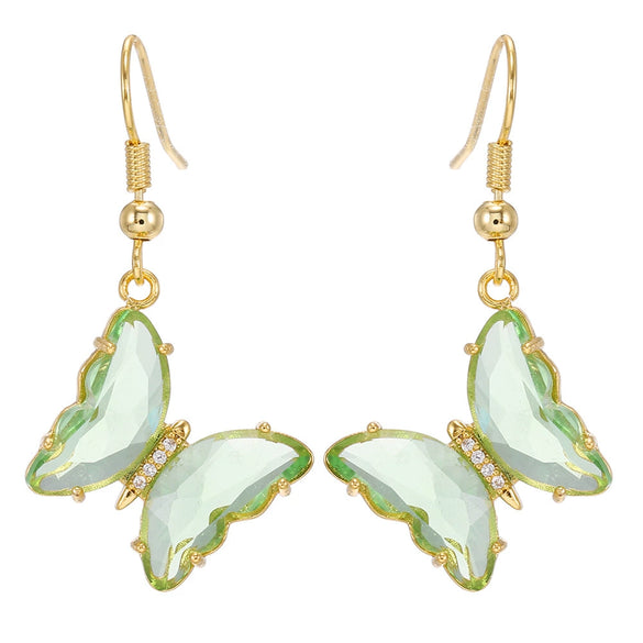 Wholesale Women's Glass Glaze Butterfly Earrings With 925 Silver Needle And Electroplating Treatment