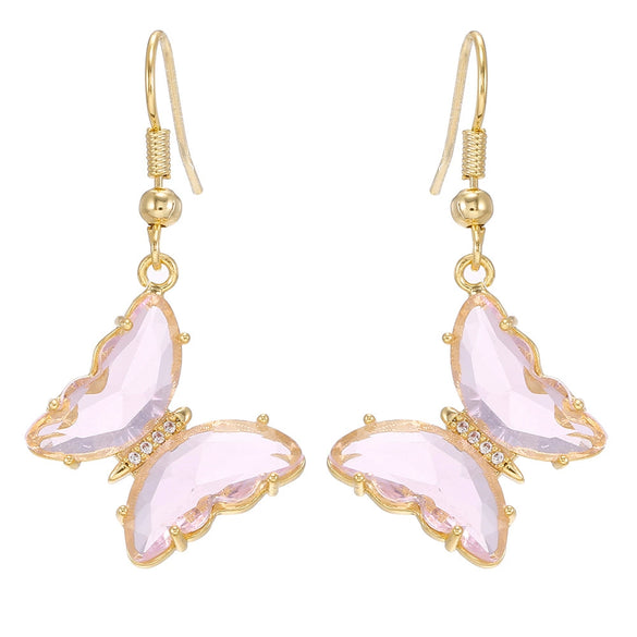 Wholesale Women's Glass Glaze Butterfly Earrings With 925 Silver Needle And Electroplating Treatment