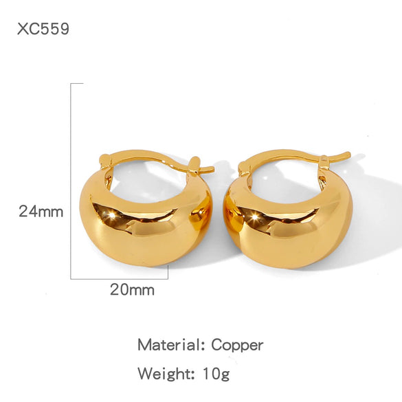 Wholesale Women's Glazed Textured Copper Earrings With Geometric Design And Electroplating
