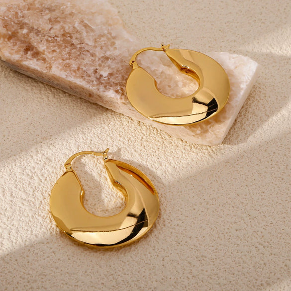 Wholesale Women's Glazed Textured Copper Earrings With Geometric Design And Electroplating