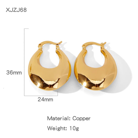Wholesale Women's Glazed Textured Copper Earrings With Geometric Design And Electroplating