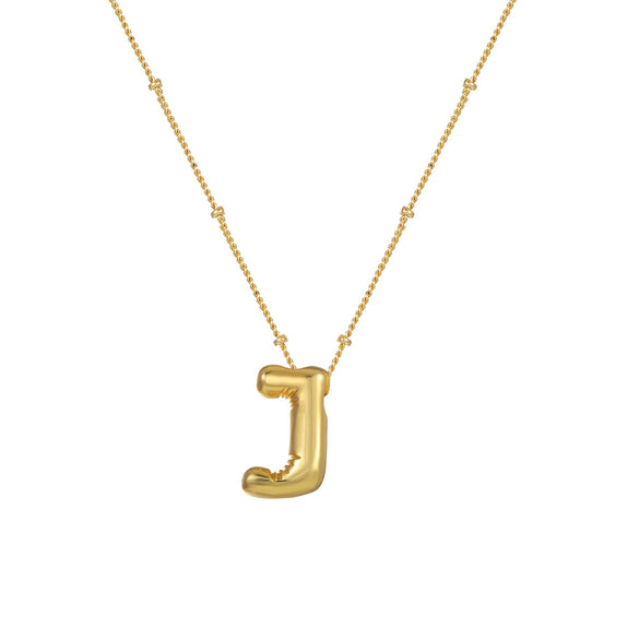 Wholesale Women's Glossy Bubble Letter Heart Copper Necklace Gold Plated With Ochain And Electroplating Treatment