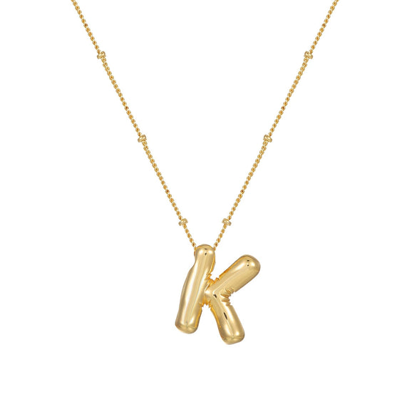 Wholesale Women's Glossy Bubble Letter Heart Copper Necklace Gold Plated With Ochain And Electroplating Treatment