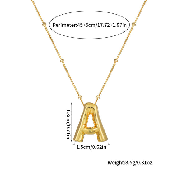 Wholesale Women's Glossy Bubble Letter Heart Copper Necklace Gold Plated With Ochain And Electroplating Treatment
