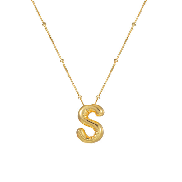Wholesale Women's Glossy Bubble Letter Heart Copper Necklace Gold Plated With Ochain And Electroplating Treatment