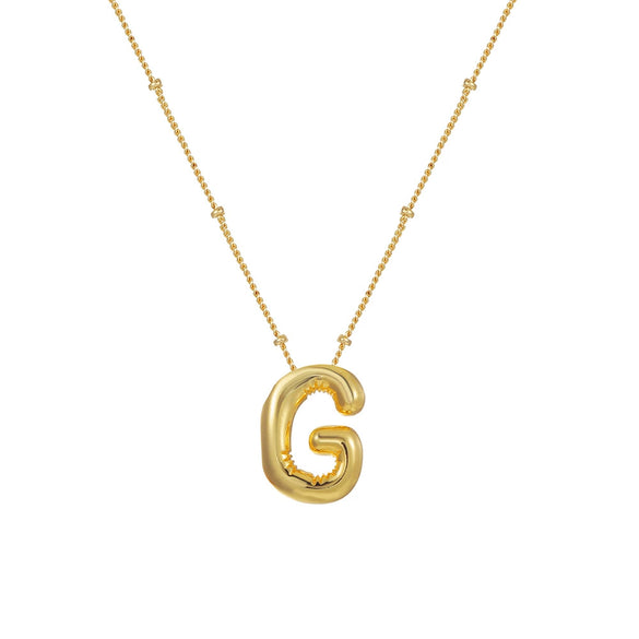Wholesale Women's Glossy Bubble Letter Heart Copper Necklace Gold Plated With Ochain And Electroplating Treatment