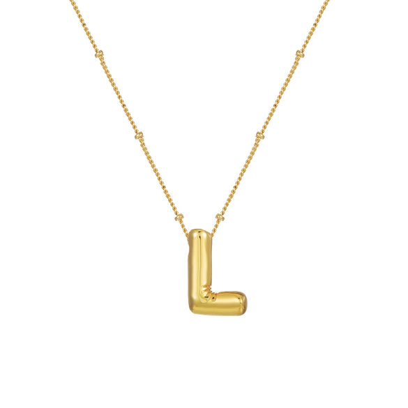 Wholesale Women's Glossy Bubble Letter Heart Copper Necklace Gold Plated With Ochain And Electroplating Treatment