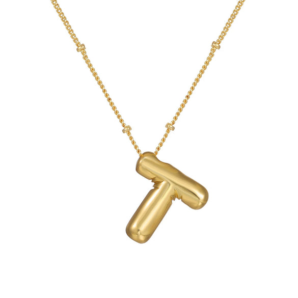 Wholesale Women's Glossy Bubble Letter Heart Copper Necklace Gold Plated With Ochain And Electroplating Treatment