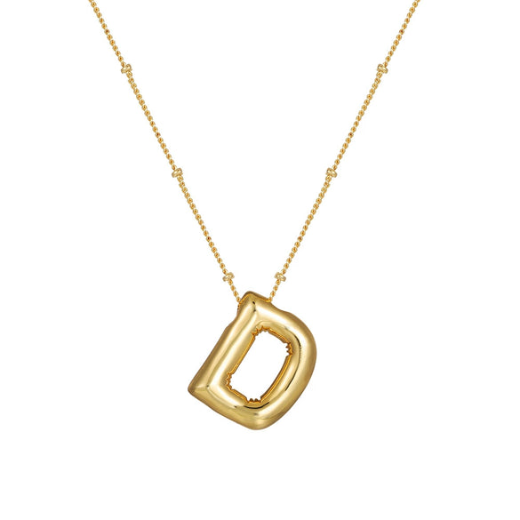 Wholesale Women's Glossy Bubble Letter Heart Copper Necklace Gold Plated With Ochain And Electroplating Treatment