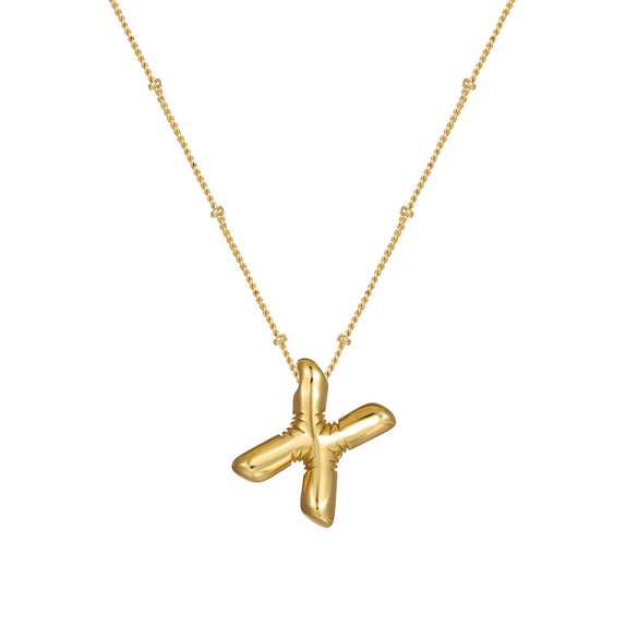 Wholesale Women's Glossy Bubble Letter Heart Copper Necklace Gold Plated With Ochain And Electroplating Treatment