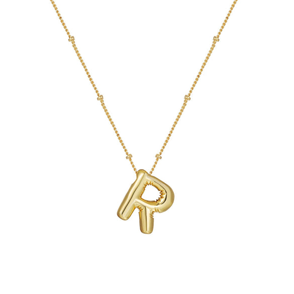 Wholesale Women's Glossy Bubble Letter Heart Copper Necklace Gold Plated With Ochain And Electroplating Treatment