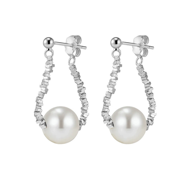 Wholesale Women's Glowing 925 Silver Electroplated Broken Silver Pearl Earrings Highend Minimalist Style