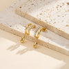 Wholesale Women's Glowing Titanium Steel And Stainless Steel Geometric Doublelayer Cring And Water Drop Pendant Earrings With Vacuum Real Gold Plating