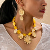 Wholesale Women's Gold Electroplated Alloy Jewelry Set With Geometric And Sunflower Patterns