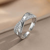 Wholesale Women's Gold Plated Copper Geometric Letter Studded Zircon Open Index Finger Ring