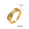 Wholesale Women's Gold Plated Copper Geometric Letter Studded Zircon Open Index Finger Ring