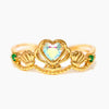 Wholesale Women's Gold Plated Copper Heart Shaped Cute Adjustable Ring With Colorful Zircon And Electroplating