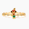 Wholesale Women's Gold Plated Copper Heart Shaped Cute Adjustable Ring With Colorful Zircon And Electroplating