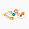 Wholesale Women's Gold Plated Copper Heart Shaped Cute Adjustable Ring With Colorful Zircon And Electroplating
