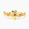 Wholesale Women's Gold Plated Copper Heart Shaped Cute Adjustable Ring With Colorful Zircon And Electroplating