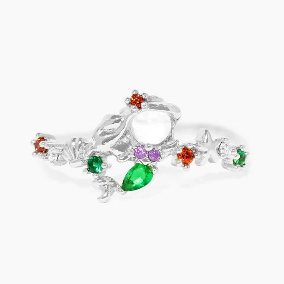 Wholesale Women's Gold Plated Copper Heart Shaped Cute Adjustable Ring With Colorful Zircon And Electroplating