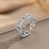Wholesale Women's Gold Plated Copper Letter Ring With Diamond Encrusted And Hollow Design