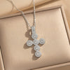 Wholesale Women's Gold Plated Geometric Cross Necklace With Green Zircon Inlay In Copper And Titanium Steel