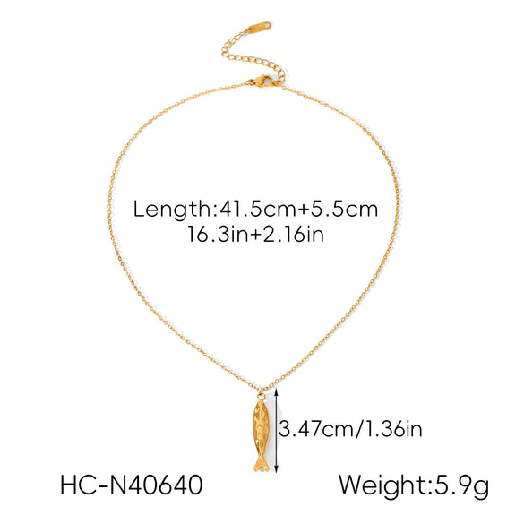 Wholesale Women's Gold Plated Geometric Stainless Steel Carp Pendant Necklaces