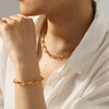 Wholesale Women's Gold Plated Geometric Stainless Steel Cross Chain Jewelry Necklace And Bracelet